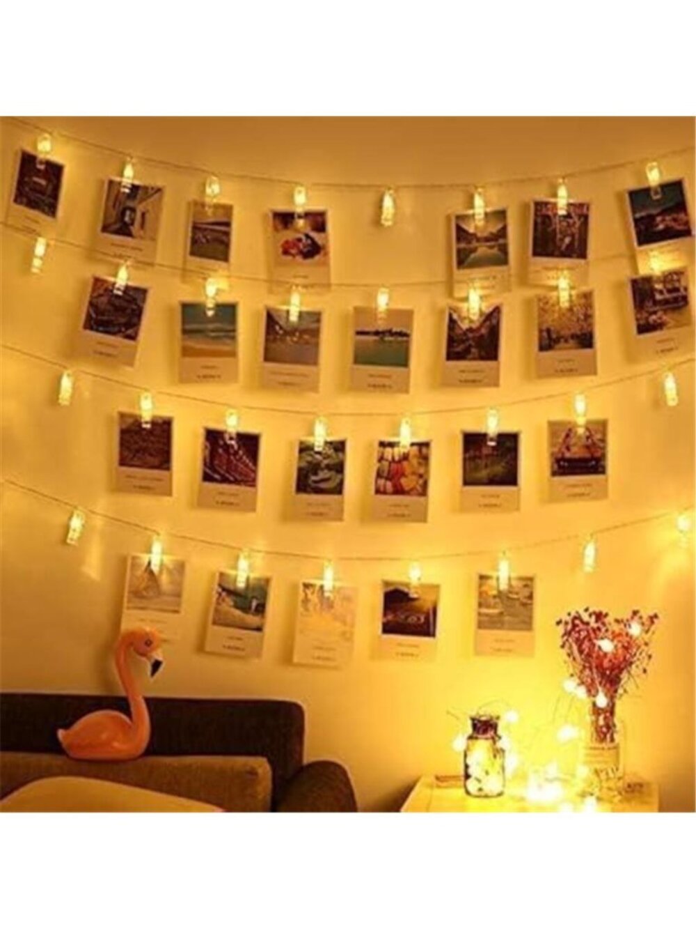 LED Photo Clip String Lights Warm White Fairy Lights Bedroom Wall Decor